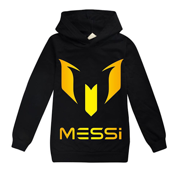 Messi Lasten Pojat Tytöt Jalkapallo Pitkähihainen Huppari Puku Topit Musta Black 150 cm