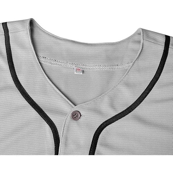 Ensfarvet Hip Hop Baseball Uniforms Knap Op Skjorter Sports Uniforms Mænd Kvinder Trøjer Grå —S