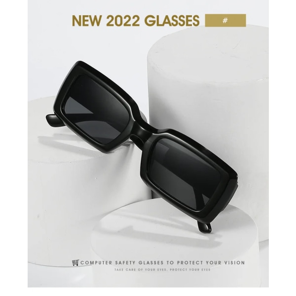 Anpassade privata LOGO-nyanser Designer solglasögon  Grossist Hög kvalitet Rektangel Mode Vintage Dam solglasögon 2024 C6 rectangle