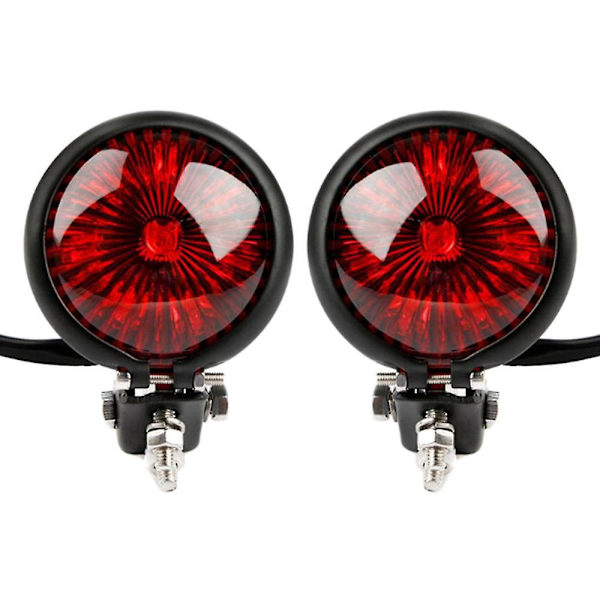 2x Rød 12v Led Sort Cafe Racer Style Stop Baglygte Motorcykel Brems Baglygte Baglygte Til Chop