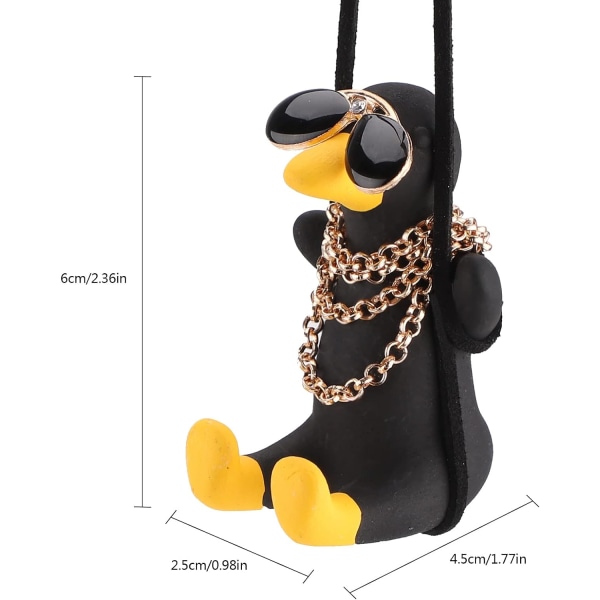 Auton lisävarusteet Swing Duck Swinging Duck Auton riipuskoriste Ihana Swinging Duck Auton riipus Siisti lentävä ankka aurinkolaseilla Auton taustapeili Black