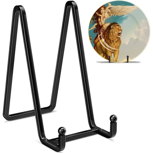 6\" Metallisk Kvadratisk Bildram Easel för Tallrikar, Foton, Dekorationer (Svart, 2-pack)