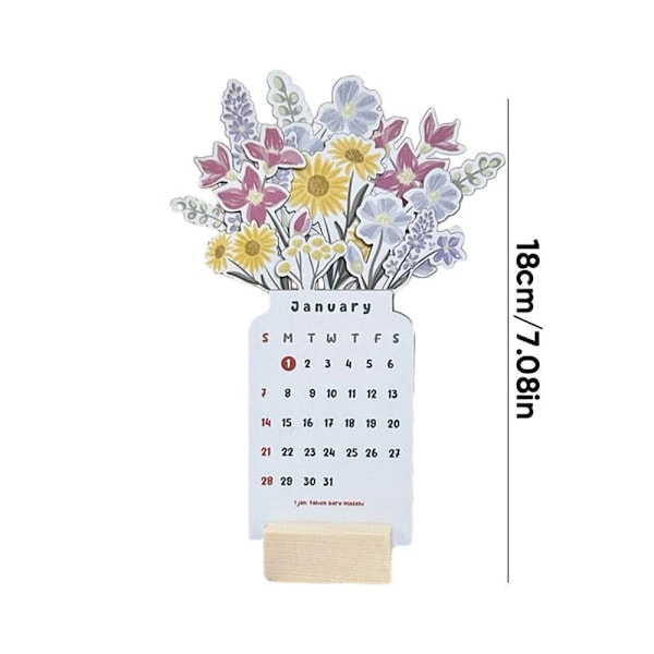 2024 Bloomy Flowers Skrivebords Kalender Høydefinisjon Avtakbar Kalender for Stue meow