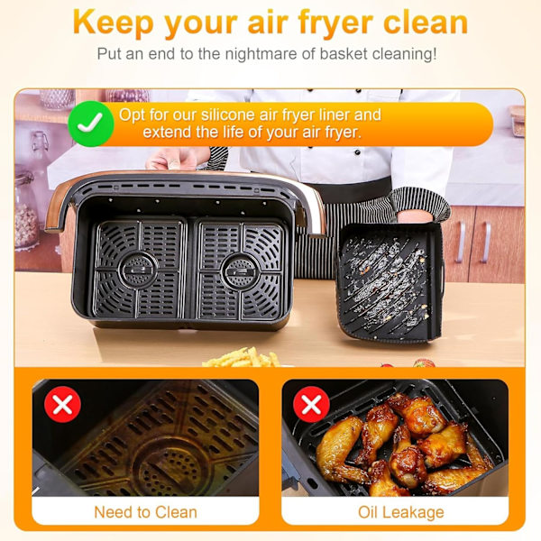 Silikonform för Airfryer till Ninja Foodi Flexdrawer AF500EU 10,4L, Ninja AF500EU Heta Luftfritös Tillbehör 1 × 10,4L och 2 × 5,2L (2 × 5,2L)