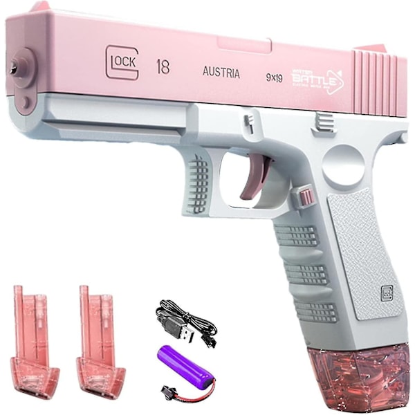 Vandpistol, lyserød vandpistol, elektriske vandpistoler til voksne, vandpistoler til børn, batteridrevet vandpistol til vandkrig lyserød pink 2