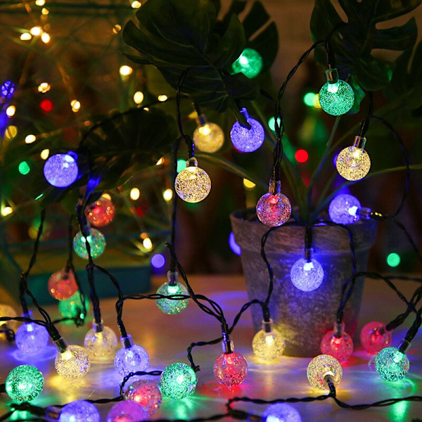 20/50 LED Kristallkula 5/10M Solcellelampe Strømslynge Feelygter Sol Girlander Have Julbryllupsdekoration til udendørs brug RGB RGB 20LEDS 5Meters