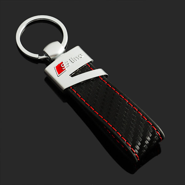 Audi sLine logo avaimenperä aidosta hiilikuitu nahkasta