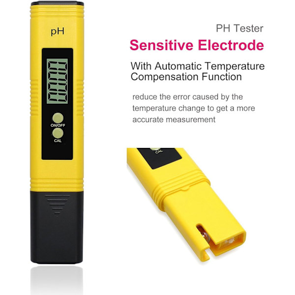 Vandtestpen, digital pH-meter pen, med ATC-knap, vand med