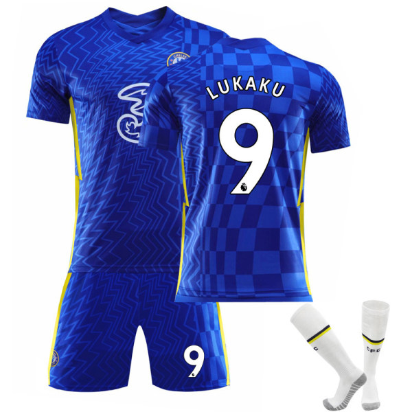 21-22 Nya Chelsea Hemma Nr. 9 Lukaku Nr. 10 Pulisic Jersey Set Gratis Tryck Siffror med Sockor Size 9 with socks 16#
