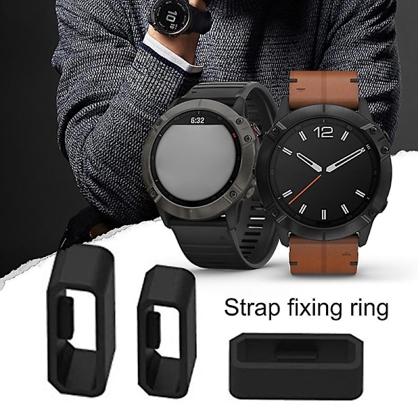 10-pakks feste ring for klokke, myk silikon klokke erstatningsring egnet for Garmin fenix6x 6 6s