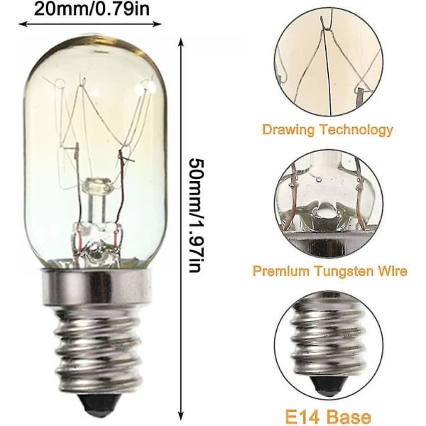 15W E14 Skruesaltlampe Lyspærer 230V, Scentsy Varmer Pære Liten Edison Skrue SES Varmt Hvit 2700K, E14 Symaskin Lyspære, Py