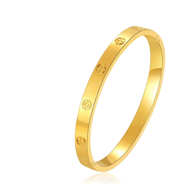 Manschett 18k guldpläterad rostfritt stål armband för kvinnor flicka Gif