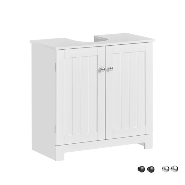 SoBuy BZR18-II-W Hvidt badeværelsesmøbel med 2 døre White Sink cabinet (on floor)
