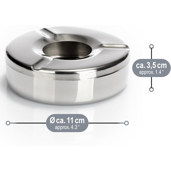 6x rostfria askkoppar - 11 cm diameter - Pop-up askkopp med