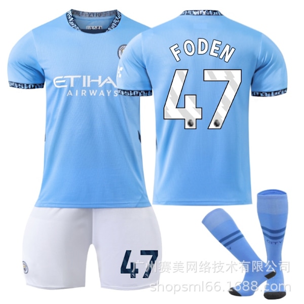 Foden 47 Manchester City 24-25 kotipaita, uusin jalkapallopaita aikuisille ja lapsille uudelle kaudelle Adult XS（155-165cm）