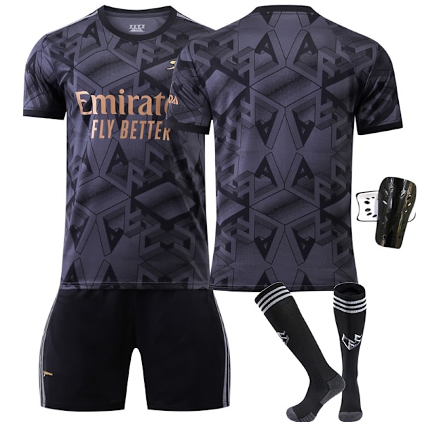 22-23 Arsenal ude sort nr. 7 Saka 9 Lacazette 19 Pepe 14 Aubameyang fodboldtrøjesæt No Size Socks + Gear Children's size 28