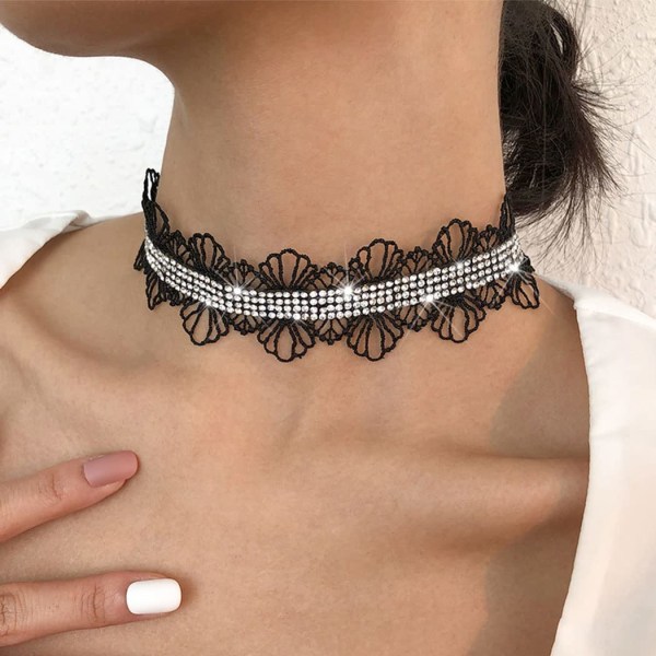 Rad Rhinestone Choker Halsband Silver Crystal Halsband Mode
