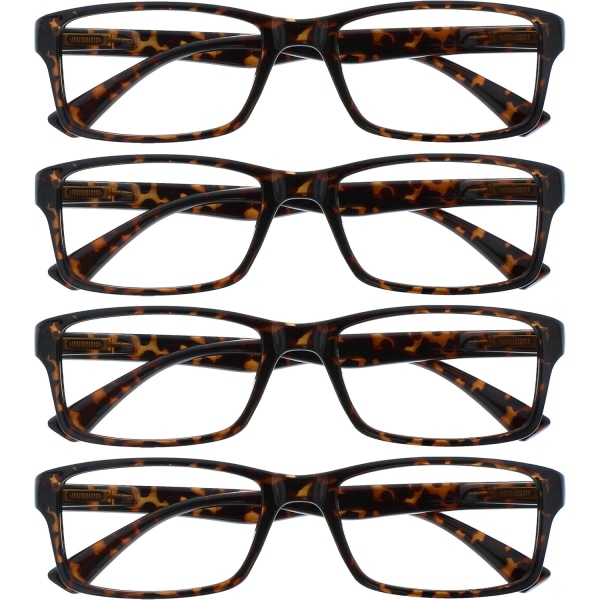 Company Brun Sköldpaddsmönstrade Läsglasögon Value 4-pack Designer Style Herr Dam RRRR92-2 +1,00 Brun Sköldpaddsmönstrad Brown Tortoiseshell +1.00 Magnification