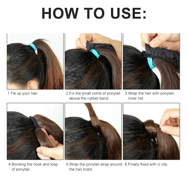 Kvinnor Lång Rak Hår Extensions Ponytail Peruk Clip i Ponytail Falskt Hår Styling 01#