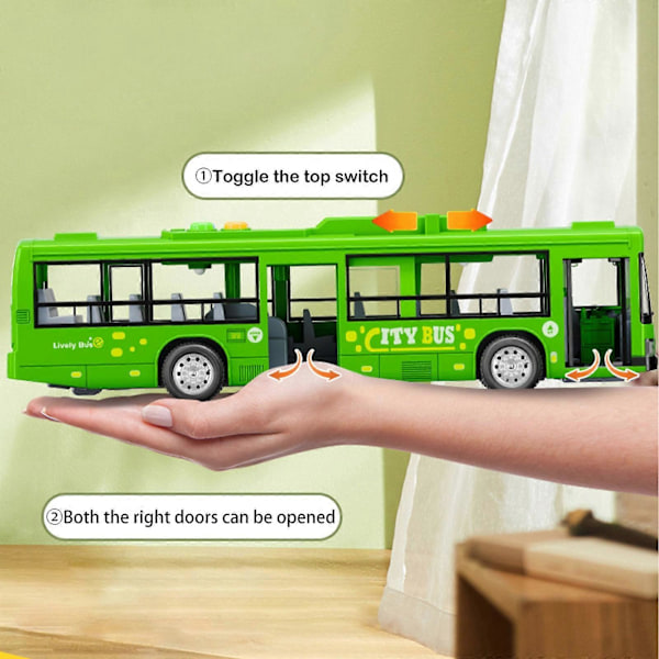 Legetøjsbus til børn, simulering, stor døråbning, lys, lyd, bybusmodel, simulering, babybus, legetøj, bus, dreng_c24070375(FQ)