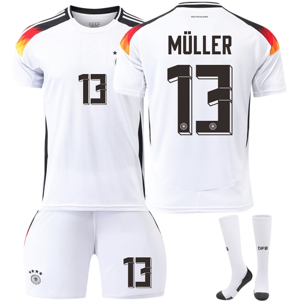 2024 Tyskland hemmatröja nr 13 Muller EM-tröja 7 Havertz 8 Kroos fotbollströja barn pojkkostym Size 13 with socks XL