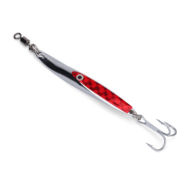 Lureja Sequin Metal Bass Hard Spoon Bait Jig Bait Teko-koukku (Punainen 28g).