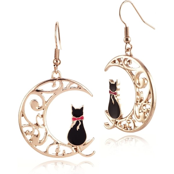 Cute Cat Moon Earrings Present Girl Jewelry$söta kattörhängen Bl