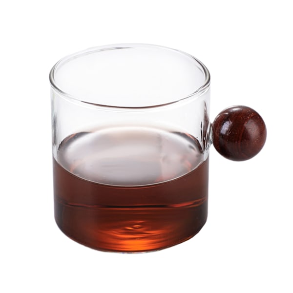 Farverige Glas Kaffe Krus med Trækugle Håndtag Stilfuld Drikkemug Vandkop til Te Kaffe Latte Transparent Transparent 220ml