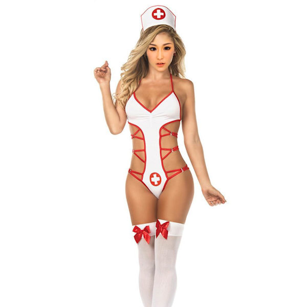 Sexy adult women white nurse costume Halloween fashion outfit