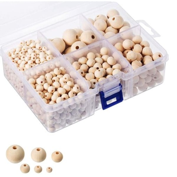 1105pcs Wooden Beads for Threading Natural Wooden Balls with Holes 20mm 16mm 12mm 10mm-WELLNGS