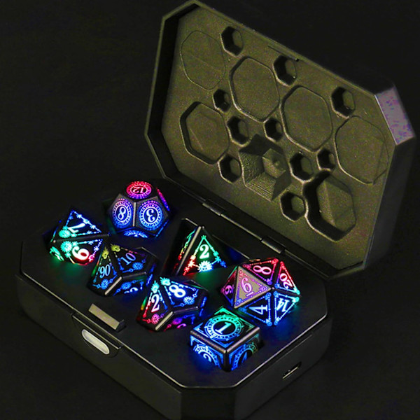 D&D Ladbare LED Terninger (Flerfarget)