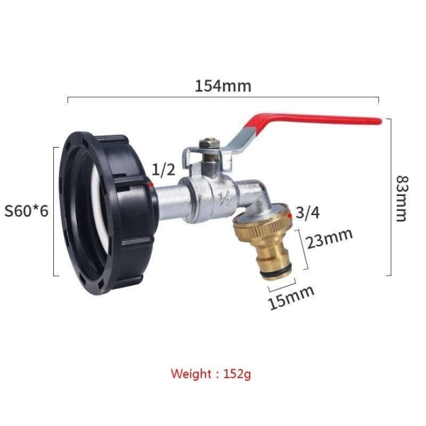 IBC-tankadapter IBC-koppling IBC-anslutning IBC-tankadapter - 1/2 alloy faucet copper nipple