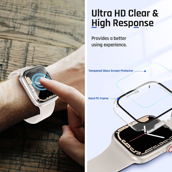 Vandtæt etui til Apple Watch Series 8 Series Clear Clear 45mm