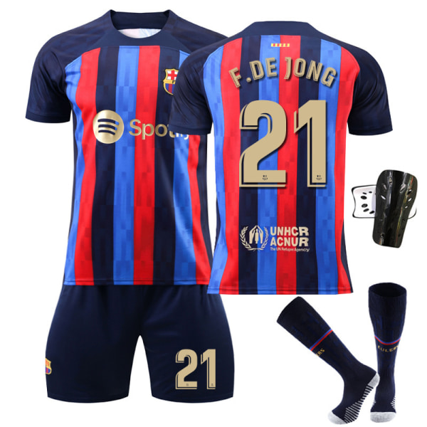 22-23 Barcelona hjemmebane nr. 10 Messi trøje nr. 9 Lewandowski nr. 8 Pedri 30 Gavi fodbolduniformssæt No. 30 with socks + protective gear #L