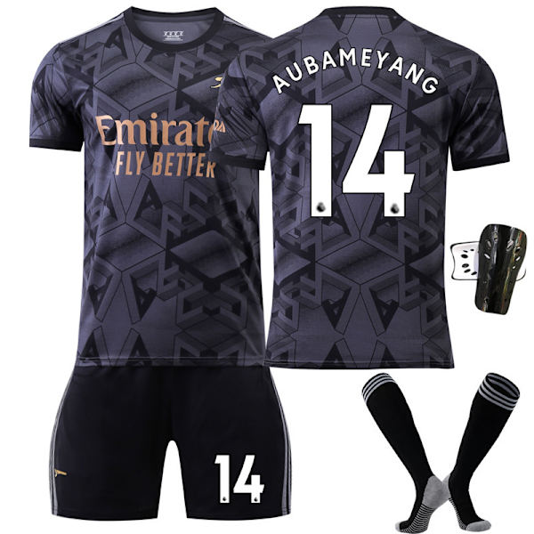 22-23 Arsenal ude sort nr. 7 Saka 9 Lacazette 19 Pepe 14 Aubameyang fodboldtrøjesæt No socks size 10 Children's 24 code