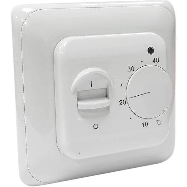 Manuell gulvvarmetermostat 220v 16a, elektrisk gulvvarmeregulator mekanisk romtermostat med gulvsensorsonde 1 stk