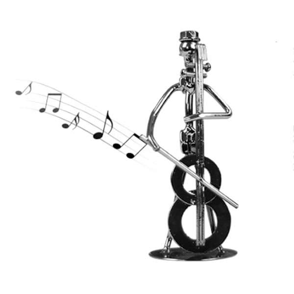 Metallisk Musiker Gitarrspelare Staty Musikinstrument Liten Jag C