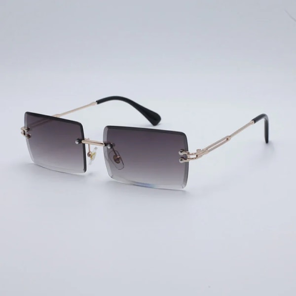 SPUKA #31274 Ramlösa Rektangulära Mode Solglasögon för Kvinnor och Män 16.Silver-Brown Fade