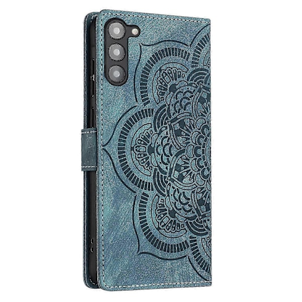 Frosted Læder Etui til Mandala Emed Retro Telefon Blå(FQ) For Samsung Galaxy S23+ 5G Blue