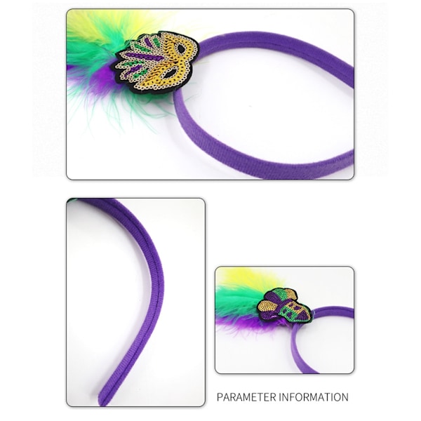Mardi Gras-diadem för flickor, damer, fjäderdiadem för bankettfotografering 0.03 Headband mask
