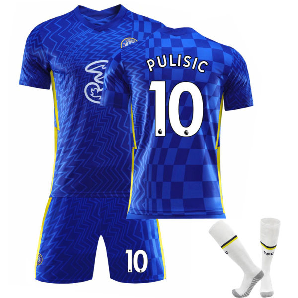 21-22 Ny Chelsea Hjemmebane Nr. 9 Lukaku Nr. 10 Pulisic Trøjesæt Gratis Tryk Numre Med Strømper Size 10 with socks M#