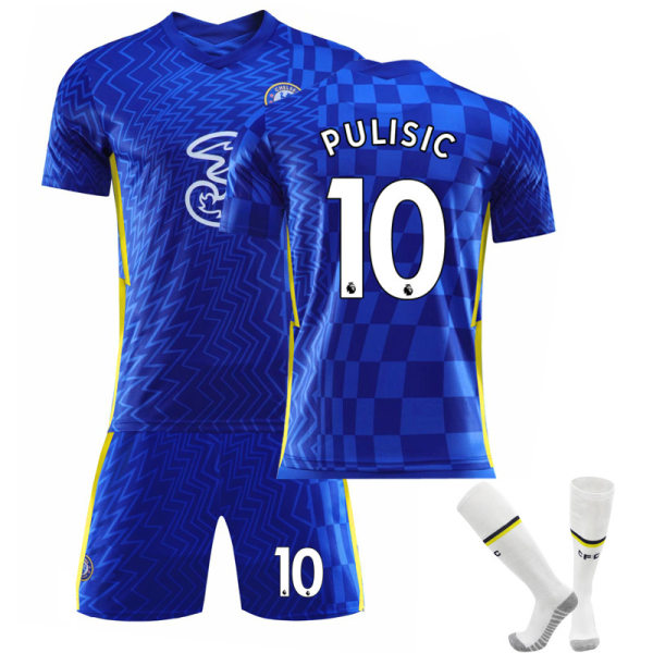 21-22 Ny Chelsea Hjemmebane Nr. 9 Lukaku Nr. 10 Pulisic Trøjesæt Gratis Tryk Numre Med Strømper Size 10 with socks XL#