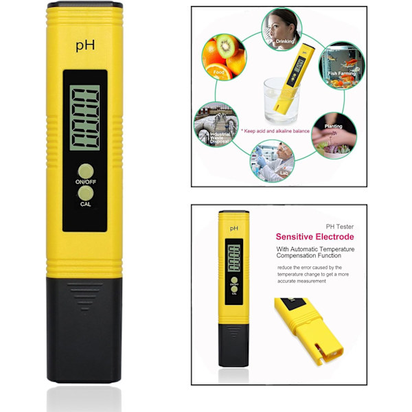 Vandtestpen, digital pH-meter pen, med ATC-knap, vand med