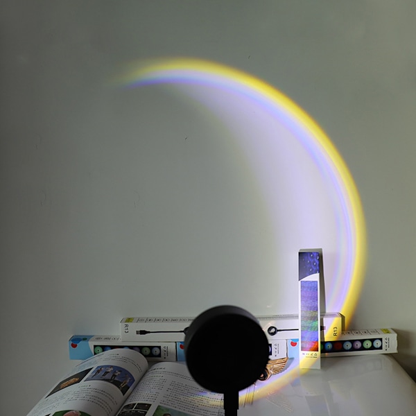 USB Solnedgångslampa Projektionslampa Rum Bakgrund Vägg Atmosfärslampa Färgad Solljuslampa För Selfie Fest Heminredning Moon