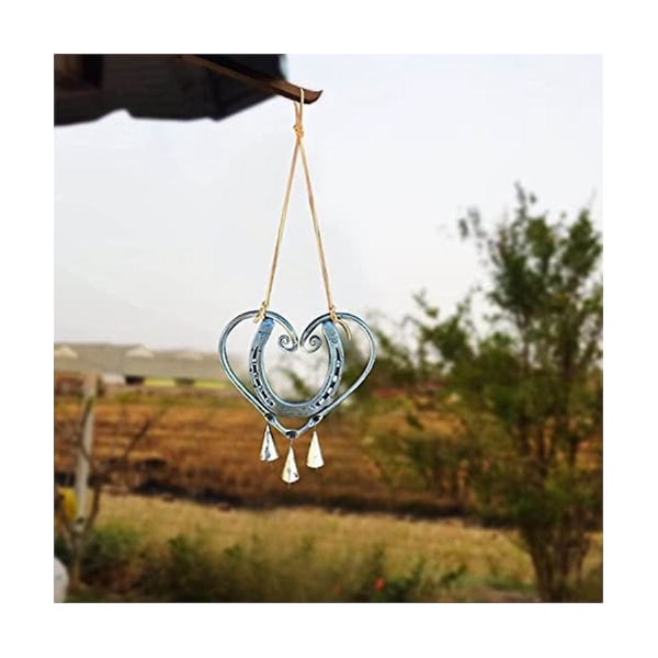 Heldig kærlighed vindspil, metal hjerteformet hestesko vindspil, kærlighed vindspil, have hjem indretning