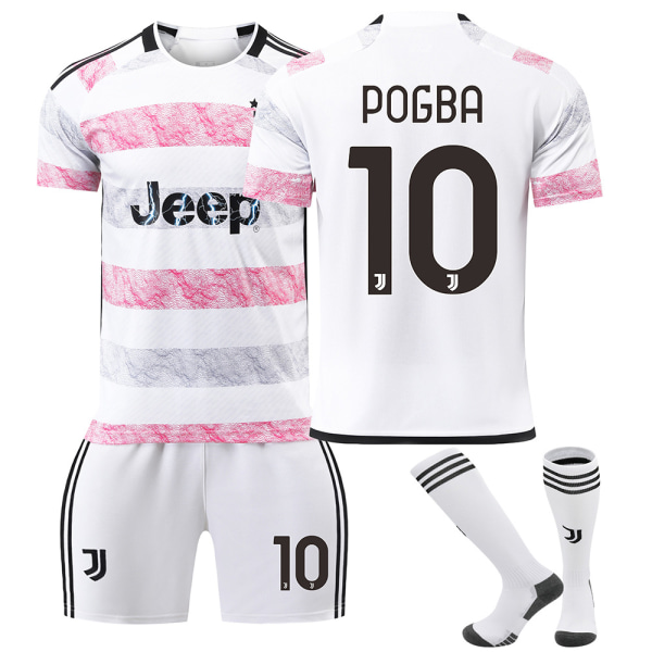 23-24 Juventus borta nr 9 Hovic 7 Chiesa 22 Di Maria 10 Pogba fotbollsdräkt barndräkt Size 10 socks XS