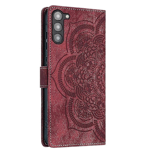Frosted Læder Etui til Mandala Emed Retro Telefon Rød(FQ) For Samsung Galaxy S23 5G Red