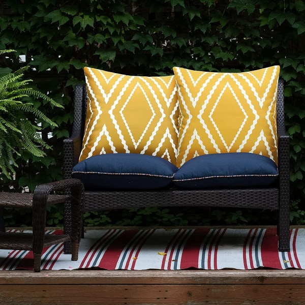 2 stk. Vanntett Utendørs Boho Puter 18\" X 18\", Gul