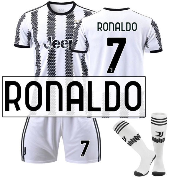 22-23 Ny version Juventus nr. 7 Hovey nr. 10 Pogba 22 Di Maria 10 Dybala fodboldtrøjesæt No. 7 Chiesa with socks + gear #2XL