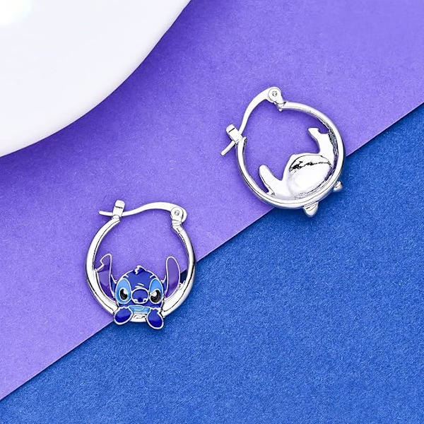 Stitch Örhängen för Flickor Stitch Presenter Ohana Betyder Familj Högörhängen Stitch Smycken Dotter Barnbarn Födelsedagspresent, Koppar, Ingen Ädelsten